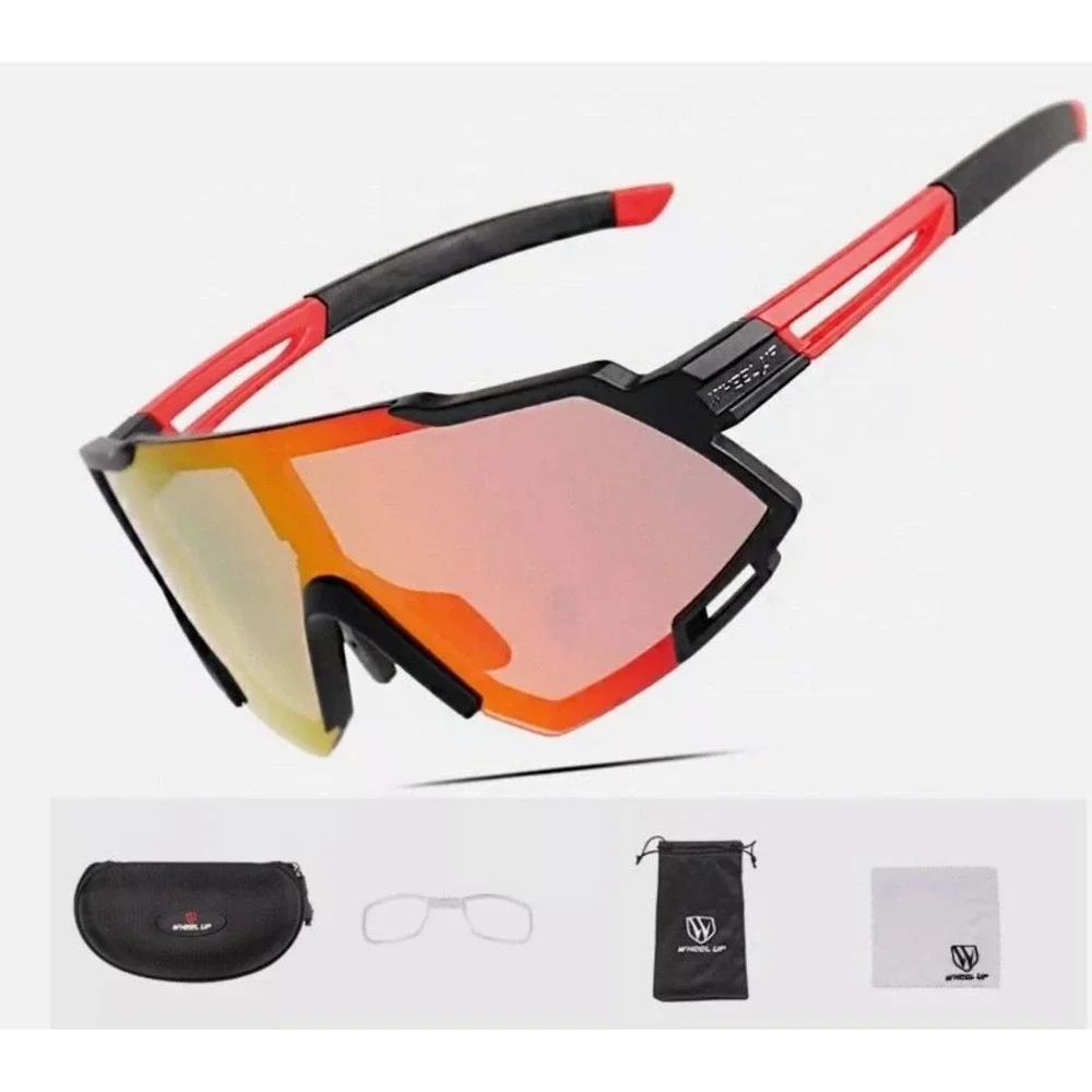 Sunglasses‎ Red Mirror Lens Sports Windproof UV Protection Bike Glasses Lentes
